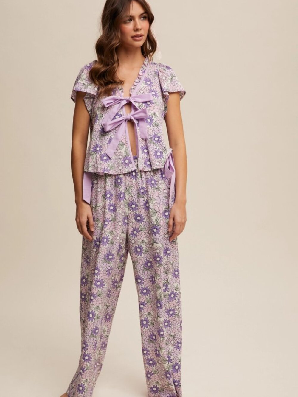 Clearance Price Lavender Floral Short Sleeve Top and Pant Lounge Set Pajamas NWT